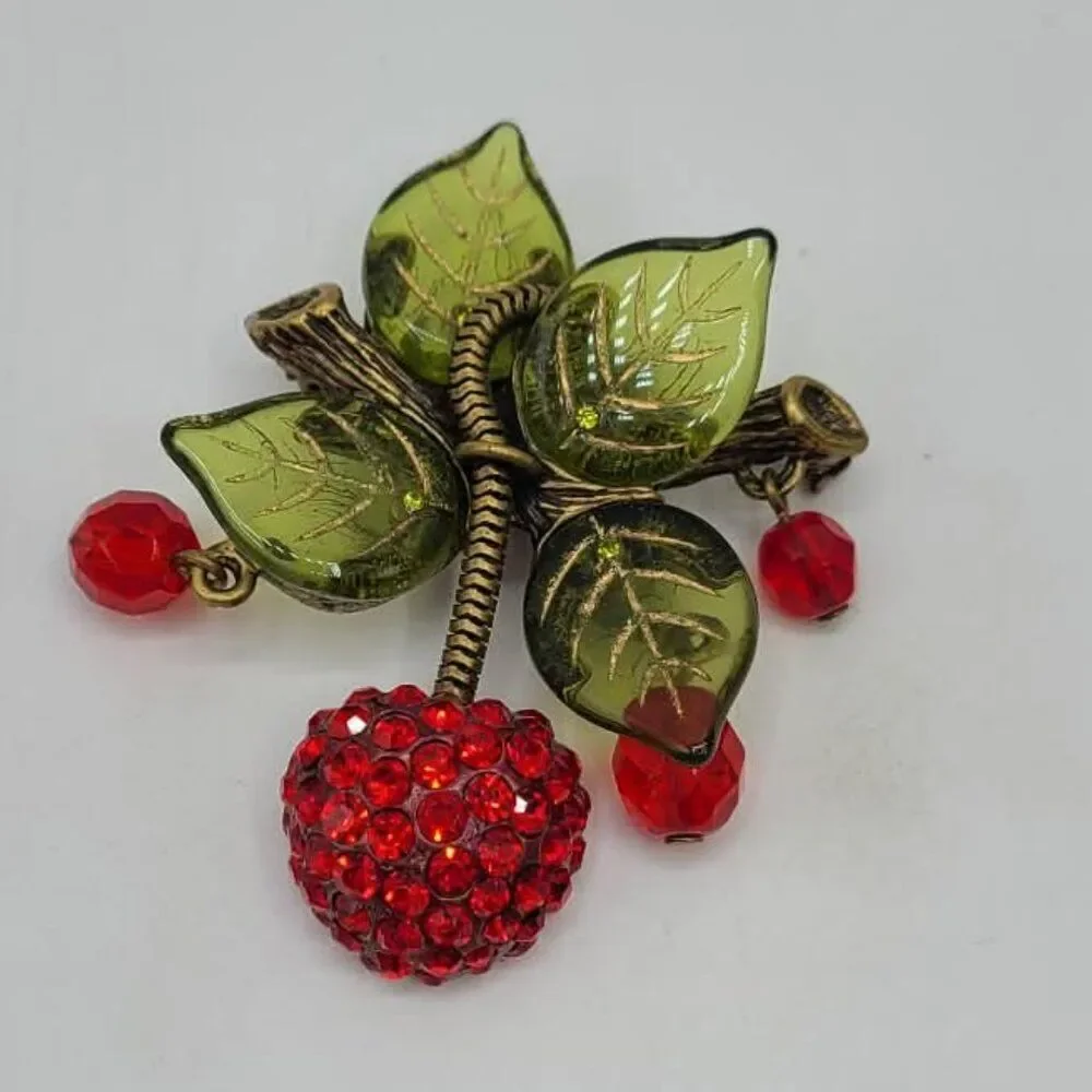 Sweet Romance Crystal Strawberry Brooch Collectible